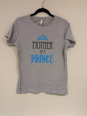 Mother of a Prince Graphic T-Shirt - Gray with Blue Print